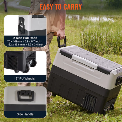 SucceBuy 35/45/55L Portable Electric Cooler Car Refrigerator with Wheels