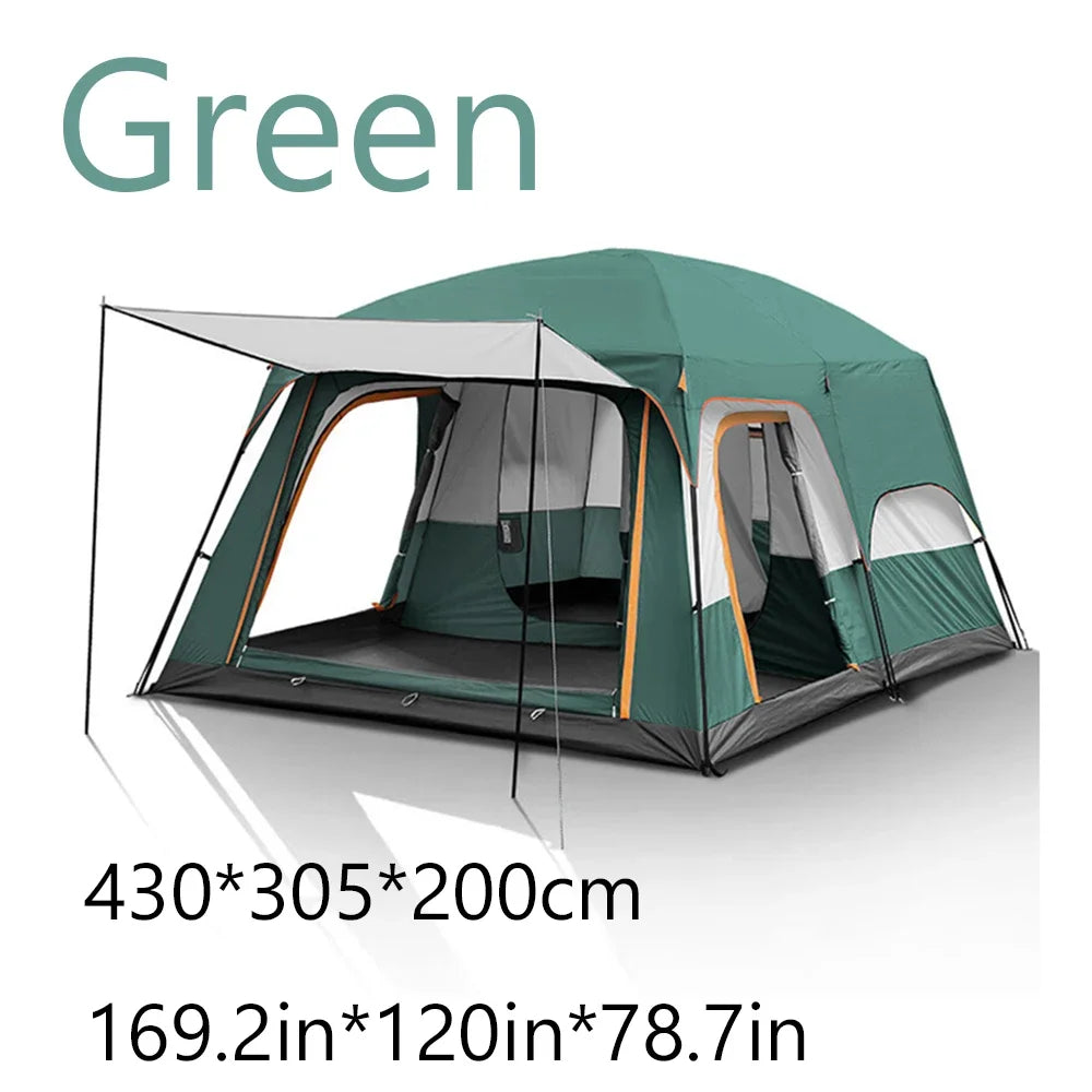 Large Family Tent 8-12 Person 2 Room Windproof with Sun Protection Mosquito Net, Instant Setup Outdoor Camping Tent for 4 Seasons.