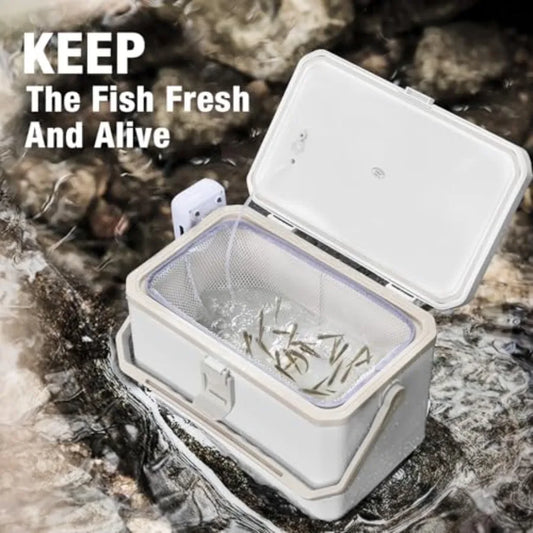 Portable 11QT/15QT Live Bait Cooler with 4000mAh Rechargeable Aerator for Fishing Waterproof Plastic Bait Bucket for Live Fish.