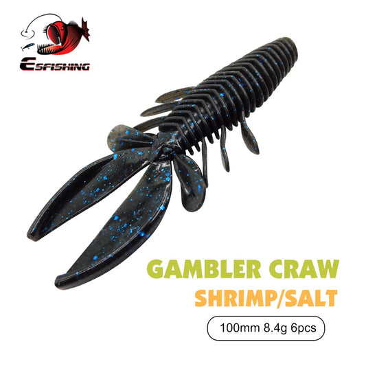 Fishing Lures Gambler Craw 6pcs 100mm Soft Bait.