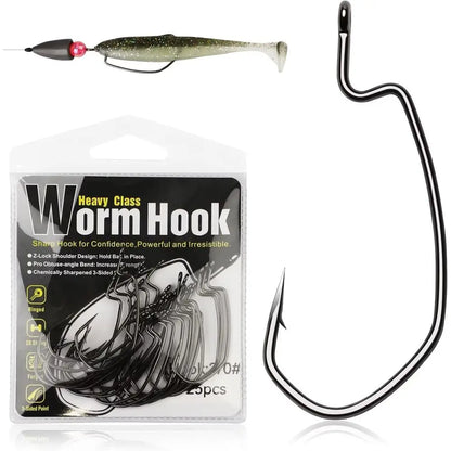 EWG Offset Worm Hooks for Bass Fishing 100PCS/50PCS.