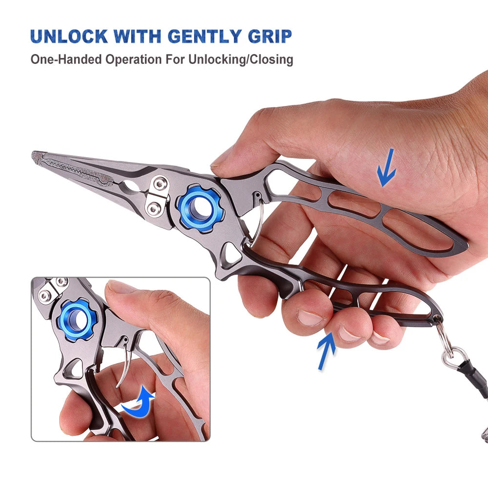 Aluminum Fishing Pliers with Wire Cutters.