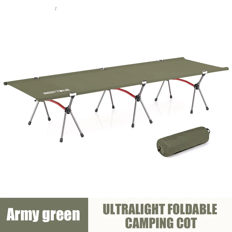 WESTTUNE Camping Cot with Leg Extenders Portable Folding Bed Ultralight Aluminum Alloy Sleeping cot,