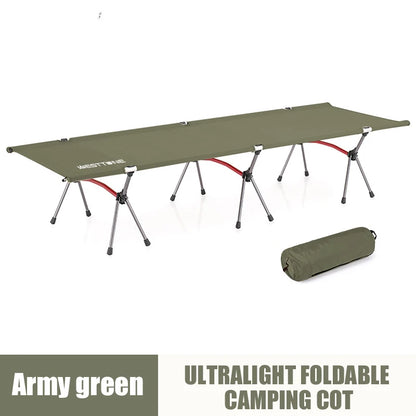 WESTTUNE Camping Cot with Leg Extenders Portable Folding Bed Ultralight Aluminum Alloy Sleeping cot,