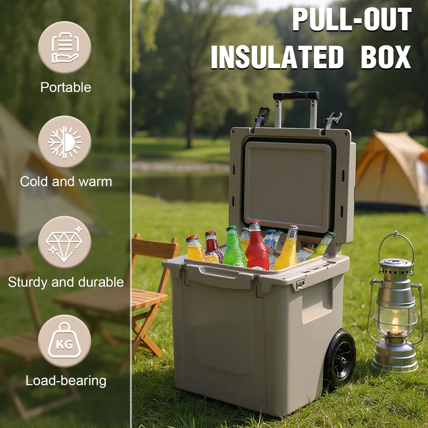 5L Insulated Ice Chest with Retractable Handle.