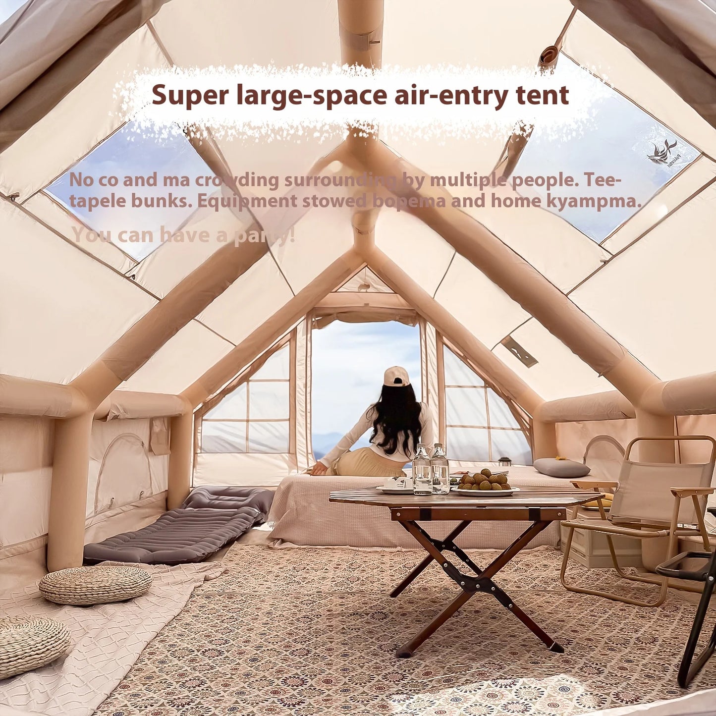 Inflatable Tents For Adult Camping, Luxury Camping Tents, Inflatable Tents With Stove Plug, 4/6/8 Person Family Camping.