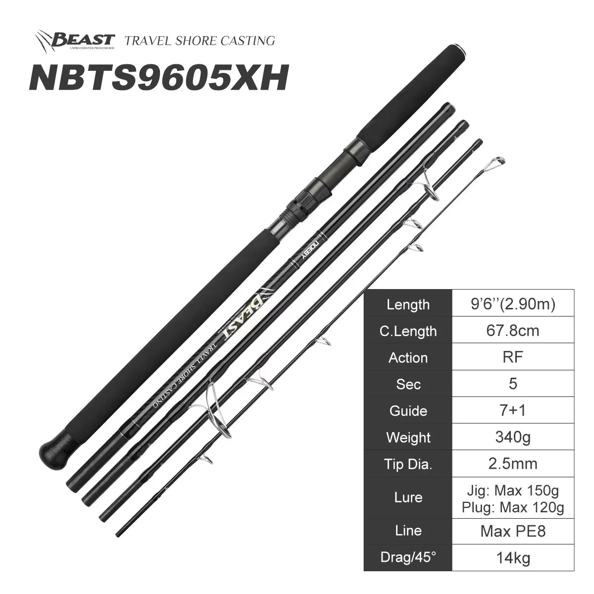 Noeby 5 sections Beast Travel Rod.