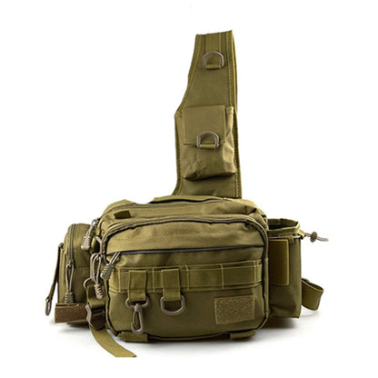 Fishing Tackle Bag Multi-Pocket Fishing Gear Bag Single Shoulder Fishing Storage Bag with Rod Holder for Fishing Hiking Hunting.