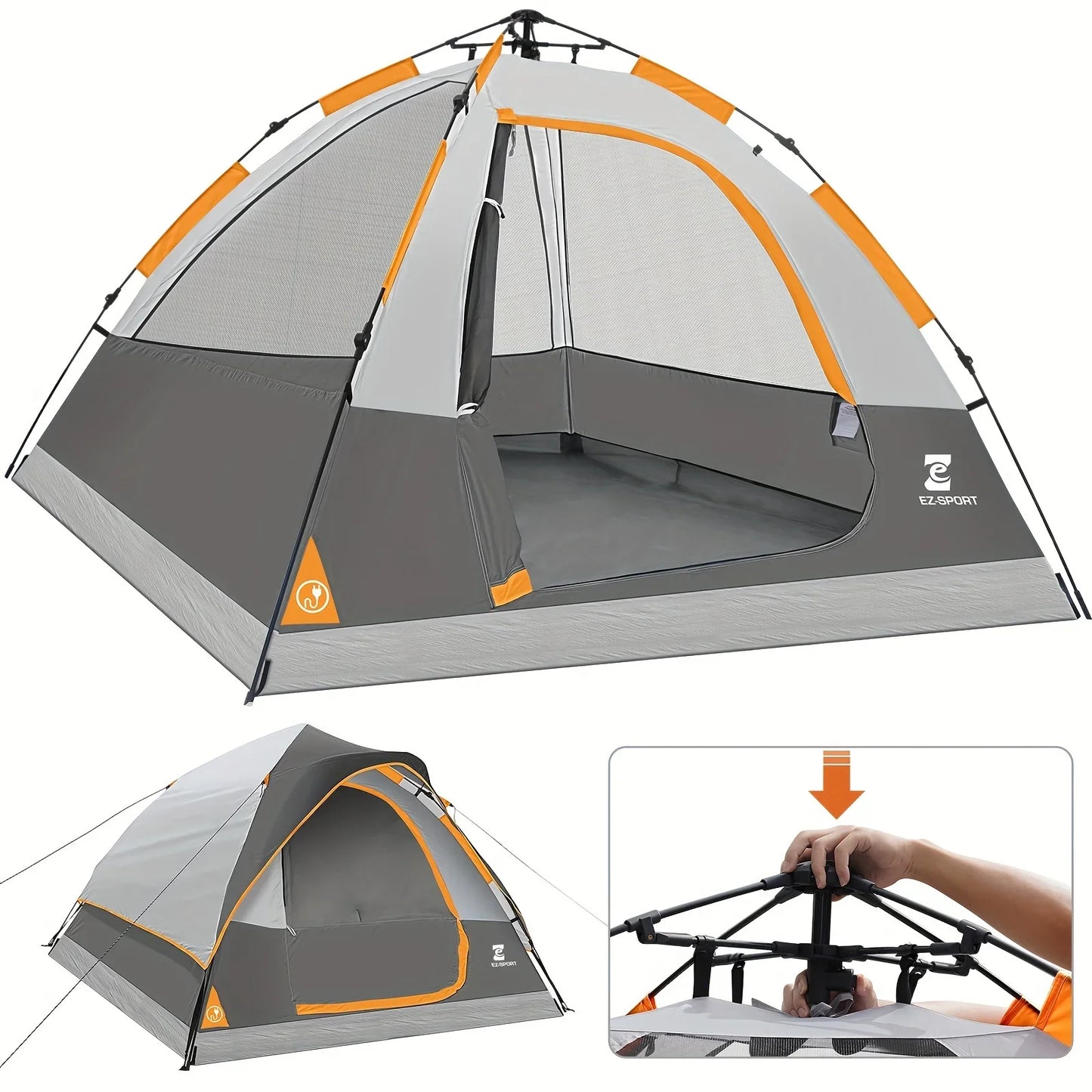 Pop Up Camping Tent - 4 Person Instant Easy Set Up Tent with Removable Rain Fly, Waterproof Windproof for Outdoor Camping.