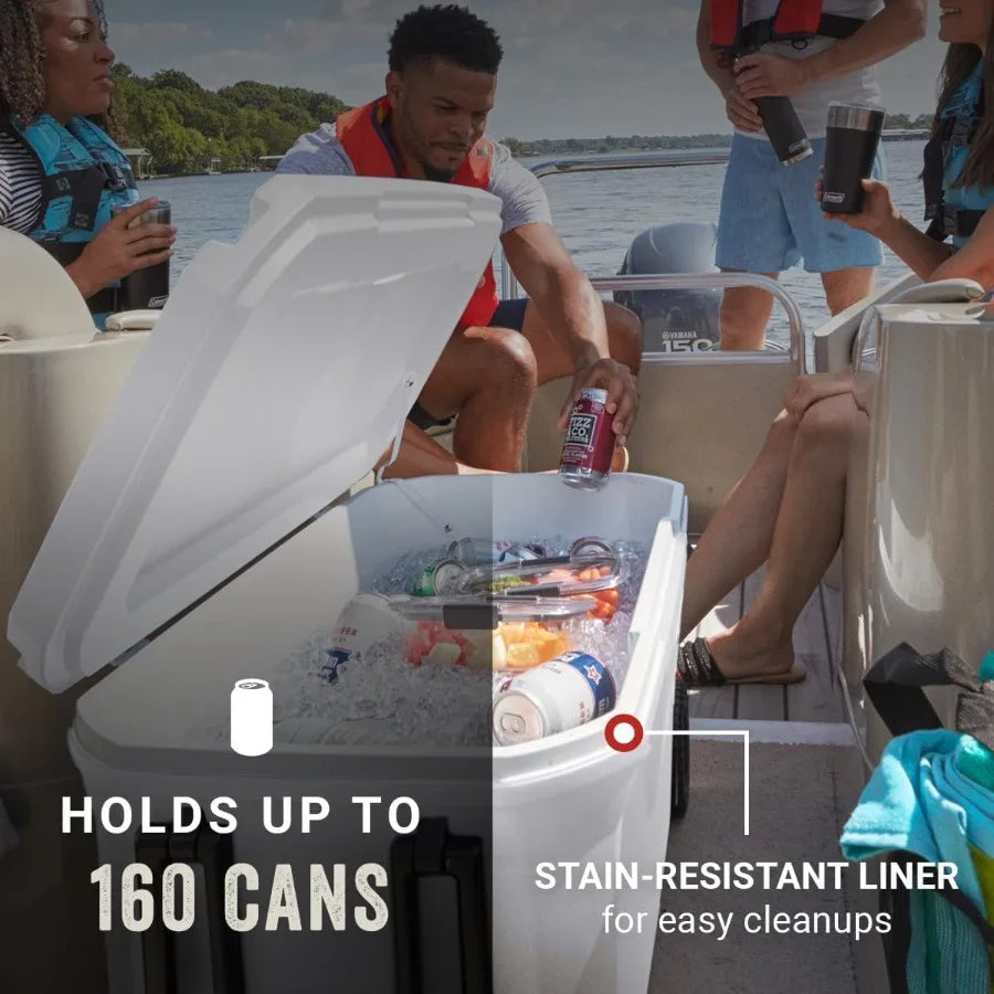 Marine Cooler with Fully Insulated UV Guard Lid Keeps Ice for 3+ Days Great for Boating Fishing 52qt/100qt.