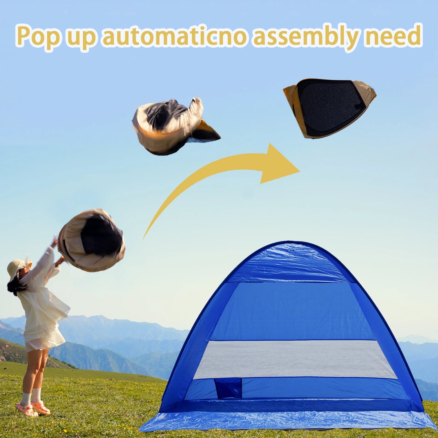 Pop-up beach tent,with handbag - compact folding design.