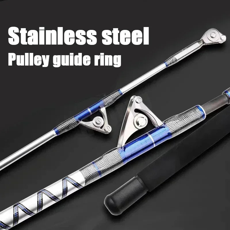 Saltwater Big Game Fishing Rod 50kg 2 Piece Offshore Trolling Rod with Roller Guides.