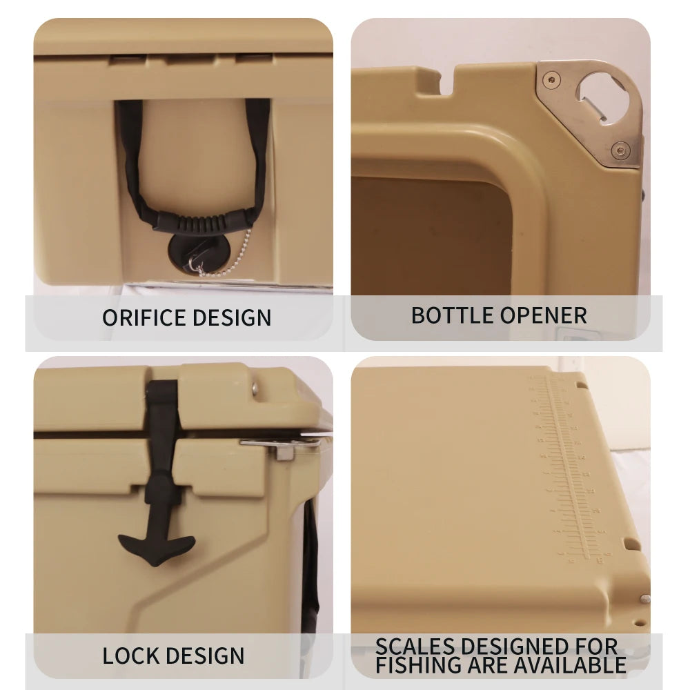 Khaki color ice cooler box 65QT.
