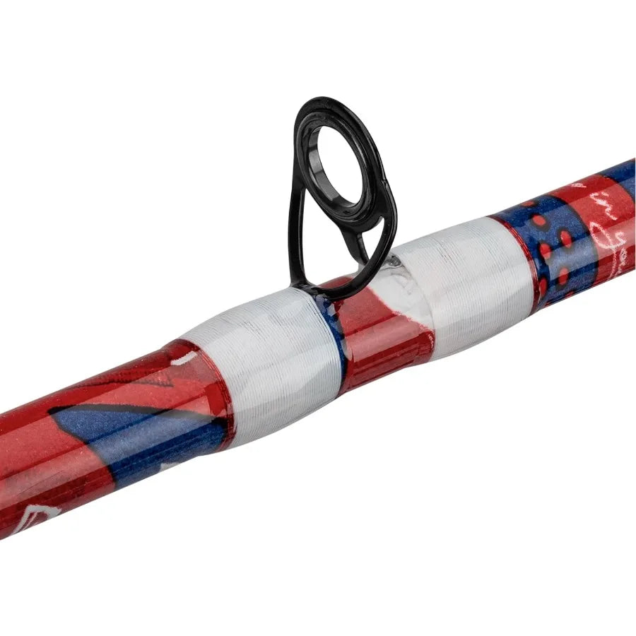 Krazy American Baitcast Combo with 7' 1pc Medium Heavy IM7 Graphite Rod and Cork Grips for Precision Fishing.
