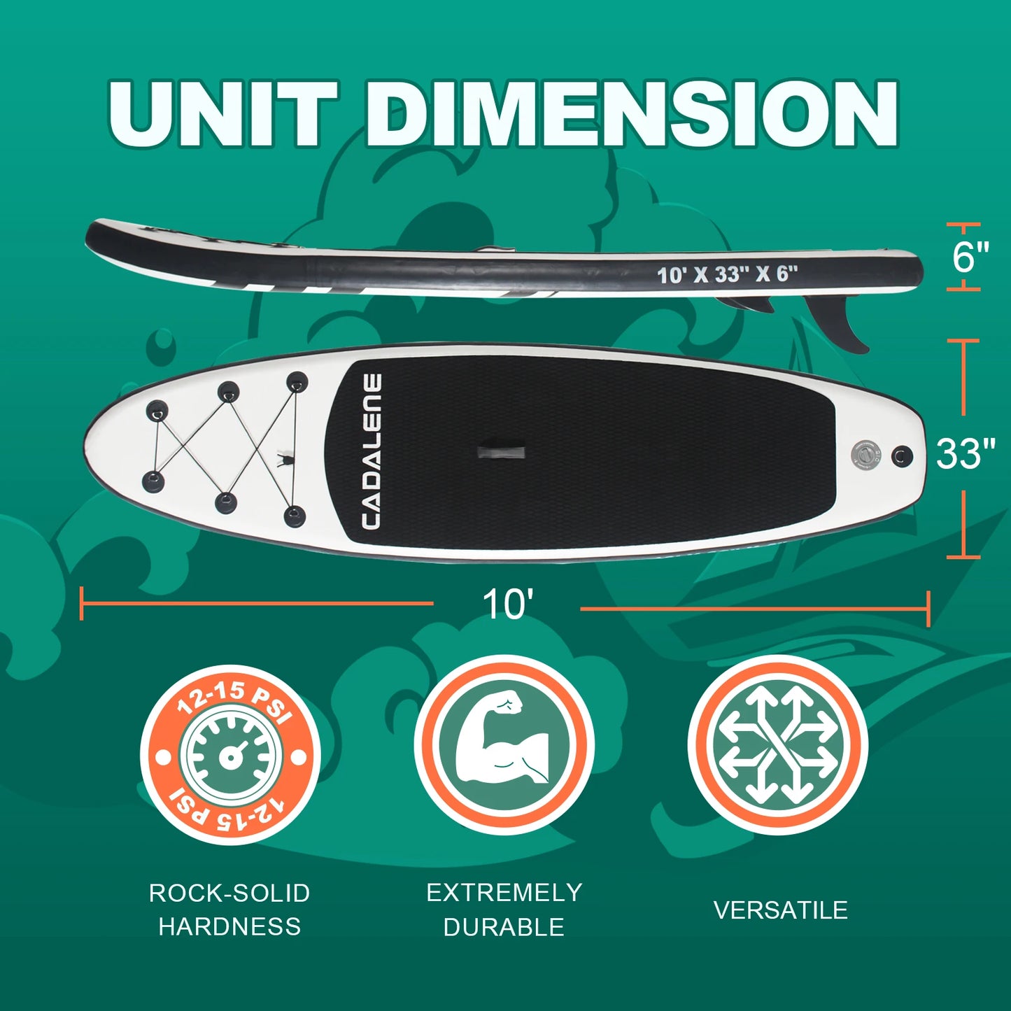 CADALENE Inflatable Stand Up Paddle Board with SUP Accessories, Anti-Slip EVA Deck 10' Inflatable Paddle Boards for Adults.