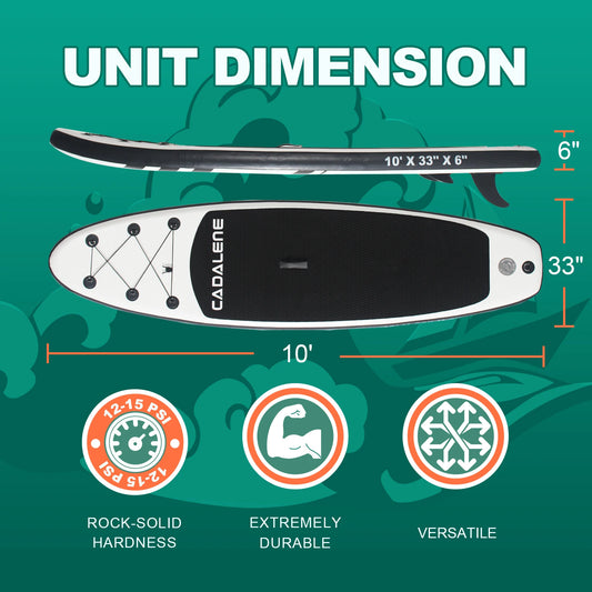 CADALENE Inflatable Stand Up Paddle Board with SUP Accessories, Anti-Slip EVA Deck 10' Inflatable Paddle Boards for Adults.