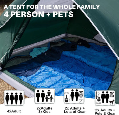 Lightweight 1-6 Person Dome Tent, Waterproof & Easy Setup for Camping Hiking.