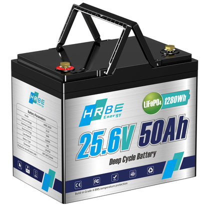24V 50Ah LiFePO4 Battery,50A BMS,1280W Load Power Deep Cycle 24V Lithium Battery For Trolling Motor,Boat,RV, Solar,Camping.