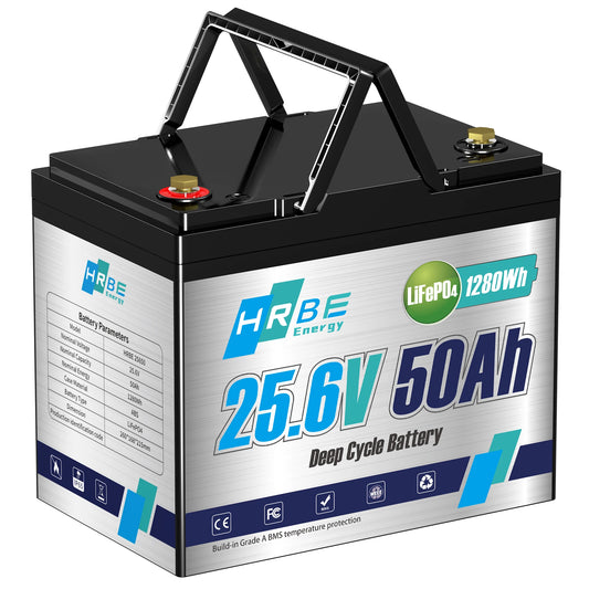 24V 50Ah LiFePO4 Battery,50A BMS,1280W Load Power Deep Cycle 24V Lithium Battery For Trolling Motor,Boat,RV, Solar,Camping.