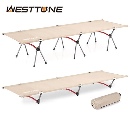 WESTTUNE Camping Cot with Leg Extenders Portable Folding Bed Ultralight Aluminum Alloy Sleeping cot,