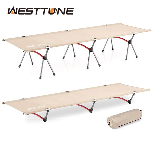 WESTTUNE Camping Cot with Leg Extenders Portable Folding Bed Ultralight Aluminum Alloy Sleeping cot,
