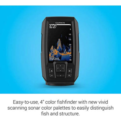 Garmin Striker Vivid 4cv Bundle with Transducer and Protective Cover 4-inch Color Fishfinder.