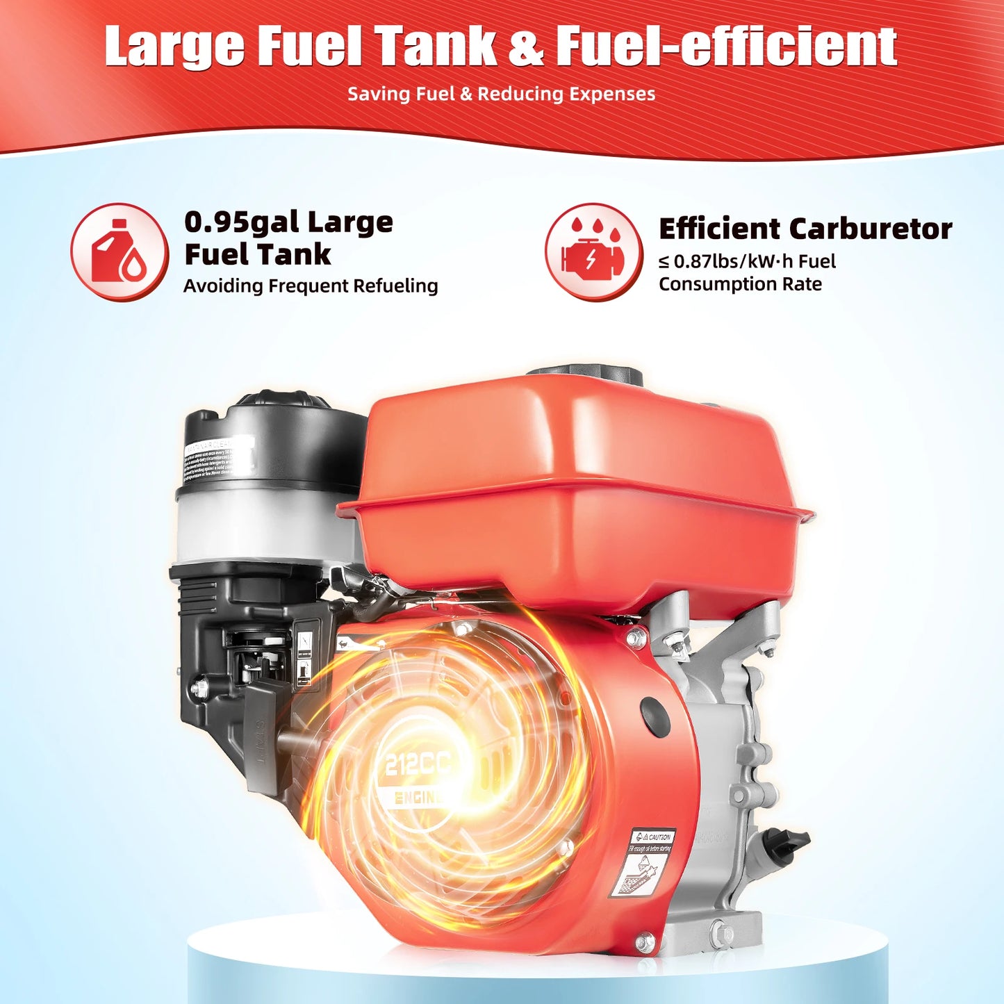 7.5HP 4 Stroke Outboard Motor, 212CC 4KW Heavy Duty Gasoline Fishing Boat Engine Manual Start TCI Air-Cooling System.
