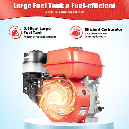 7.5HP 4 Stroke Outboard Motor, 212CC 4KW Heavy Duty Gasoline Fishing Boat Engine Manual Start TCI Air-Cooling System.
