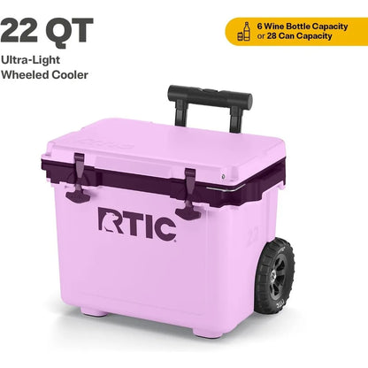 Ultra-Light Wheeled Cooler, Portable Insulated Ice Chest.