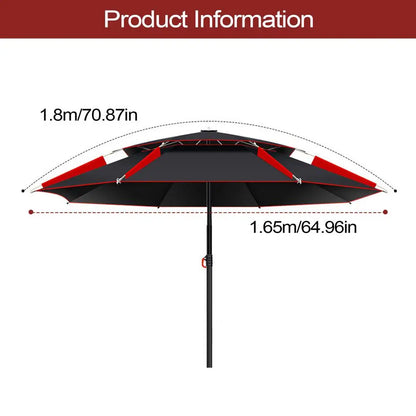 1.8m Fishing Sun Umbrella with 360-Degree Rotation Thickened Folding sun and snow protection Fishing Umbrella for Beach and camping