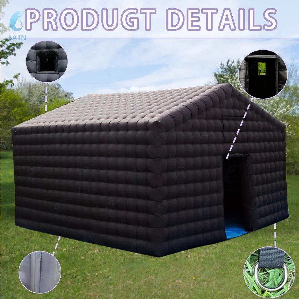 20FT Large Black Inflatable Nightclub Party Tent with Blower Inflatable Portable Disco Tent Air Tent for Weddings and birthdays.