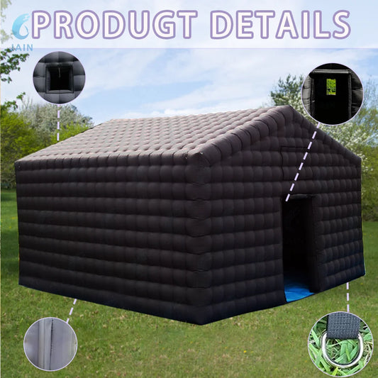 20FT Large Black Inflatable Nightclub Party Tent with Blower Inflatable Portable Disco Tent Air Tent for Weddings and birthdays.