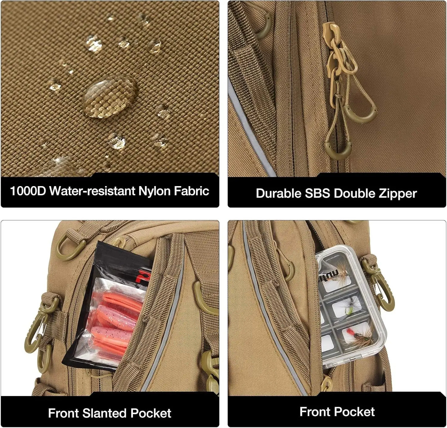 Piscifun Fishing Tackle Backpack with Rod & Gear Holder, Lightweight Outdoor Water-Resistant Fishing Shoulder Storage Bag.