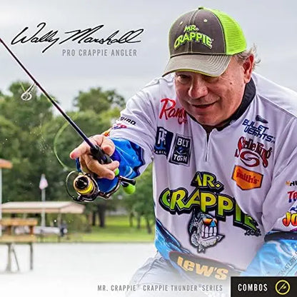 Crappie Thunder Spinning and Fishing Rod Combo, 2-Piece IM6 Graphite Blank, Right or Left-Hand