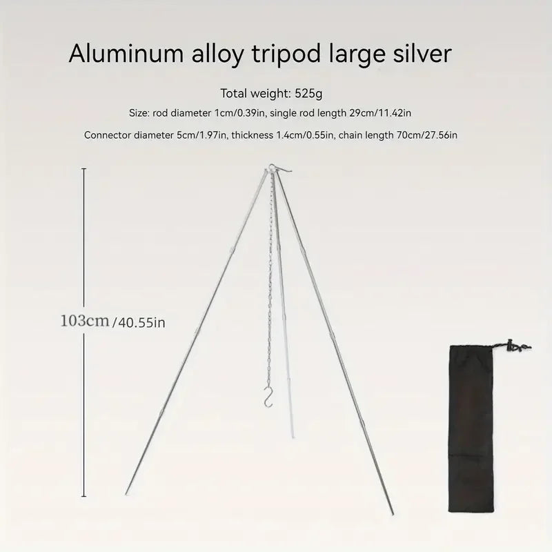 Camp fire Tripod Compact and Lightweight Easy Carrying.