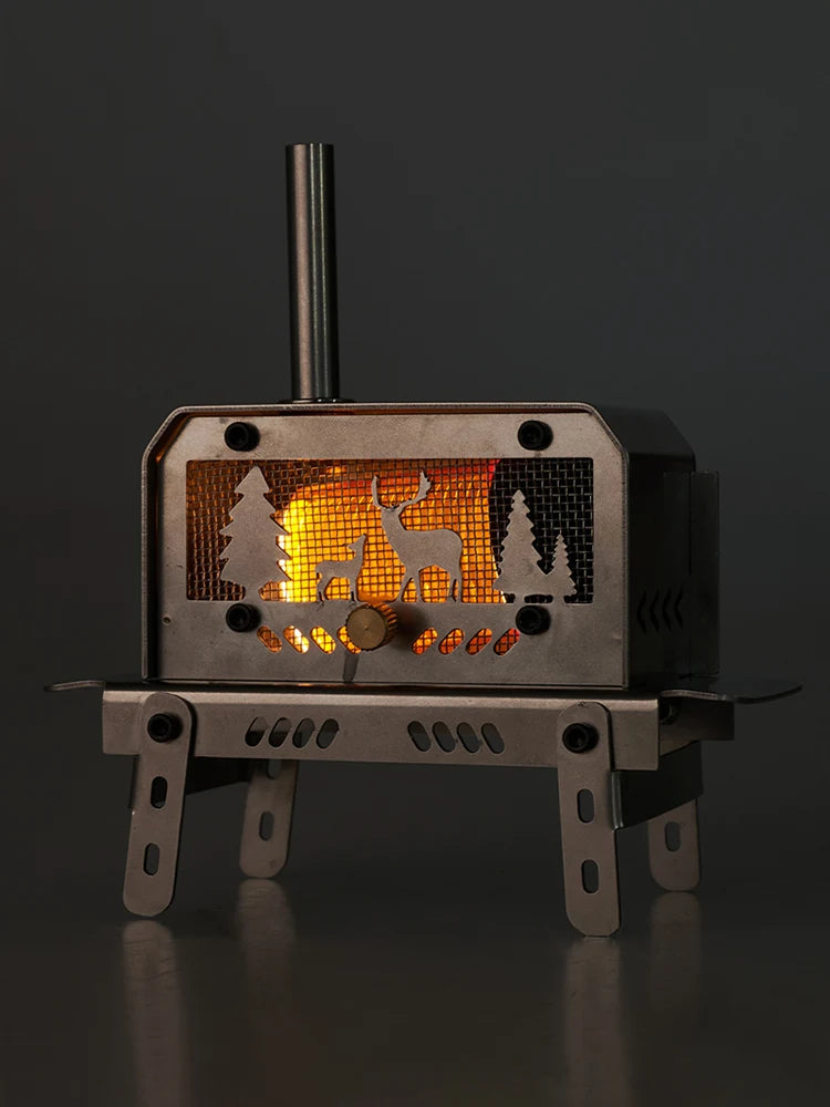 Outdoor Firewood Stove with Chimney Wood Burning Stove Stainless Steel Camping Wood Stove for Backpacking Fishing.
