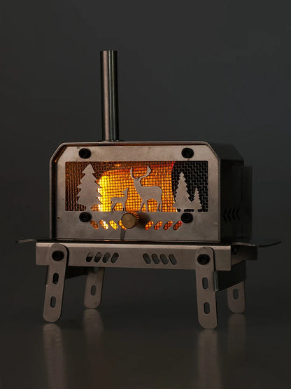 Outdoor Firewood Stove with Chimney Wood Burning Stove Stainless Steel Camping Wood Stove for Backpacking Fishing.