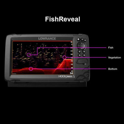 HOOK Reveal 5 SplitShot - 5-inch screen fish finder with SplitShot Transducer, Preloaded C-MAP US Inland Mapping