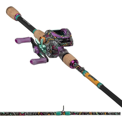 Krazy 3 Baitcast Combo with 7' 1pc Medium Heavy IM7 Graphite Rod and Cork Handle Foregrip.
