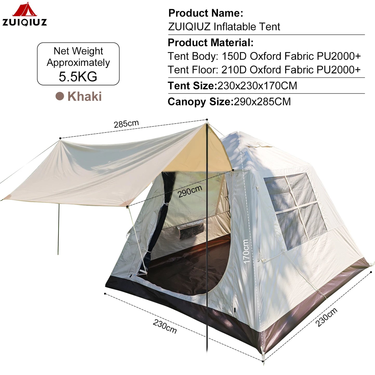Automatic Inflatable Camping Tent,Easy Set up 3-4 Person Glamping Outdoor 4 Season Air Blow Up Tents.