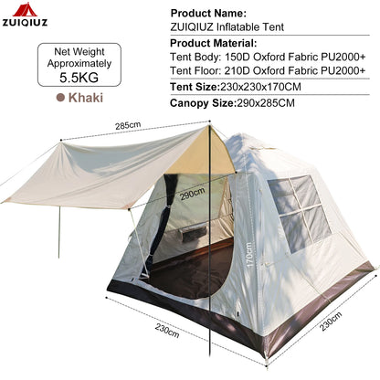 Automatic Inflatable Camping Tent,Easy Set up 3-4 Person Glamping Outdoor 4 Season Air Blow Up Tents.