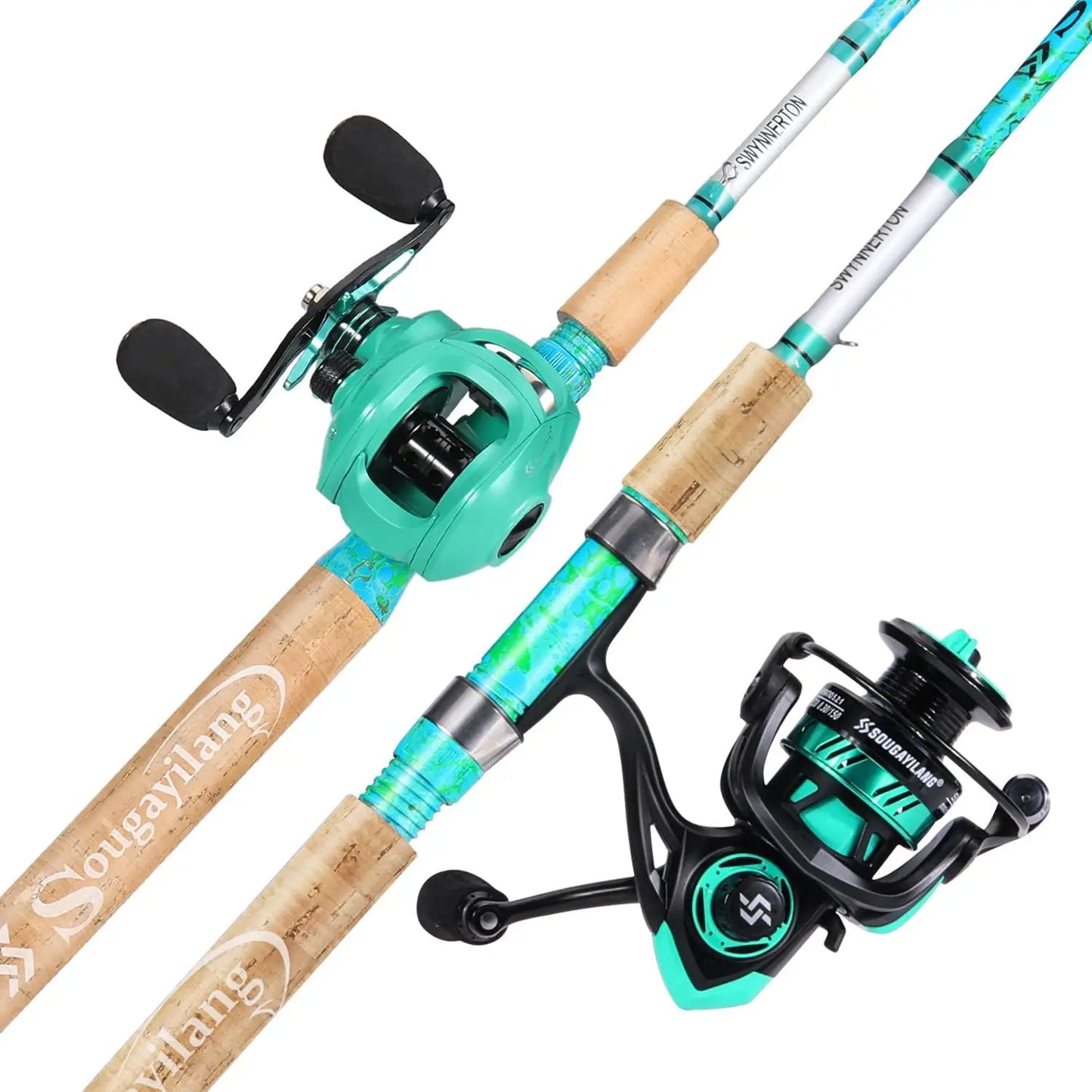 5'6" Graphite & Fiberglass Fishing Rod Combo with Quickset Anti-Reverse Reel.