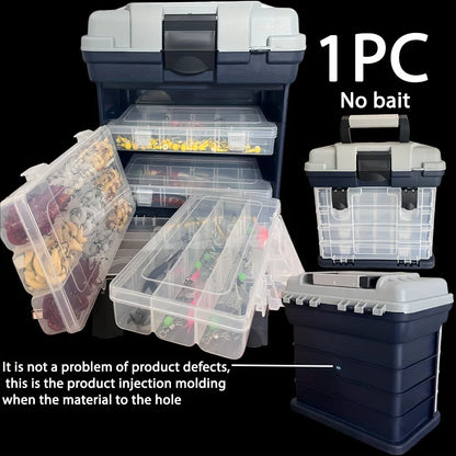A portable four-layer tackle box.