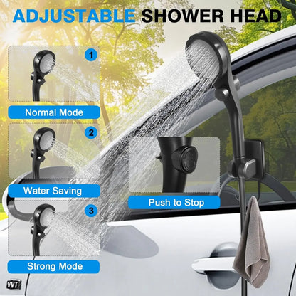 Portable Camping Shower with 5 Gallon Water Jug, 6000 mAh Rechargeable.