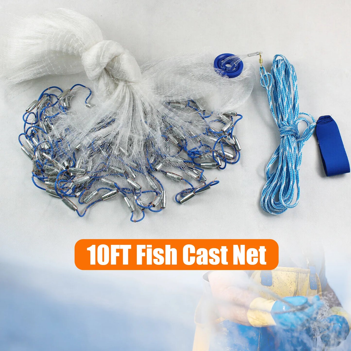 10FT Saltwater Fishing Cast Net For Bait fish.
