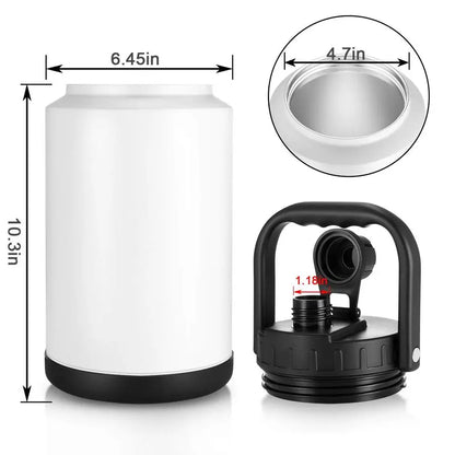 1 Gallon Insulated Water Jug with Straw, Stainless Steel Water Bottle for Travel, Hiking, Camping