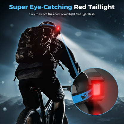 Smiling Shark Rechargeable Headlamp with 7*Bright White Lights, 270° Motion Sensor, 6 Versatile Modes, and Red Tail Light.