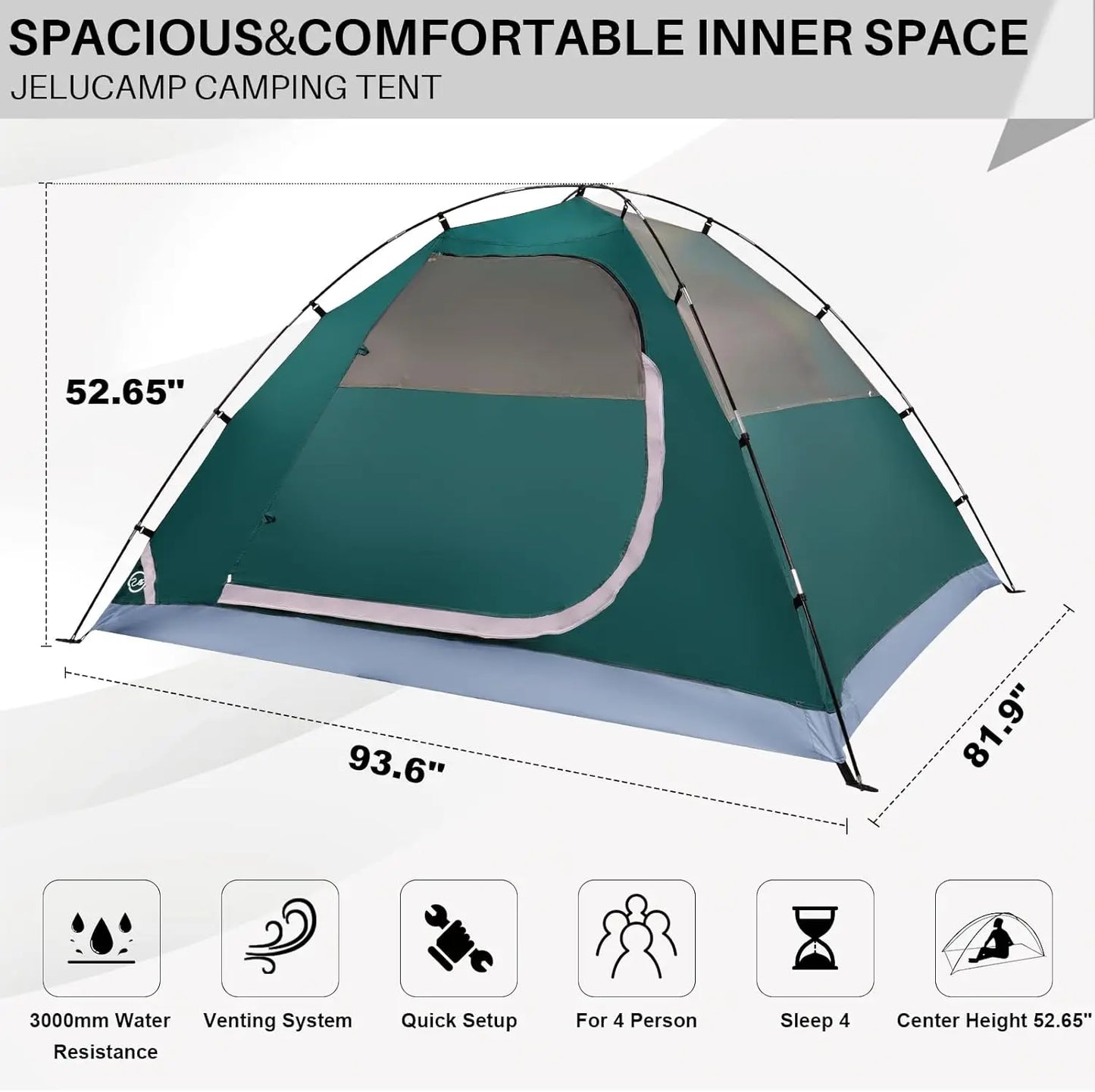 Lightweight 1-6 Person Dome Tent, Waterproof & Easy Setup for Camping Hiking.