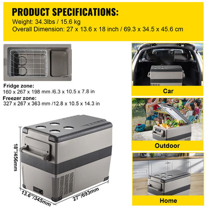 SucceBuy 20L 22L 35L 45L 55L Car Refrigerator Mini Fridge Portable Compressor Cooler DC 110-240V Ice Box for Camping.