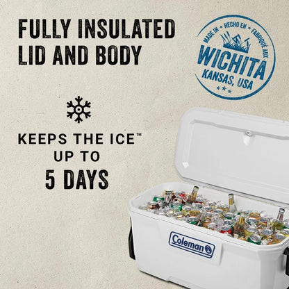 Marine Cooler with Fully Insulated UV Guard Lid Keeps Ice for 3+ Days Great for Boating Fishing 52qt/100qt.